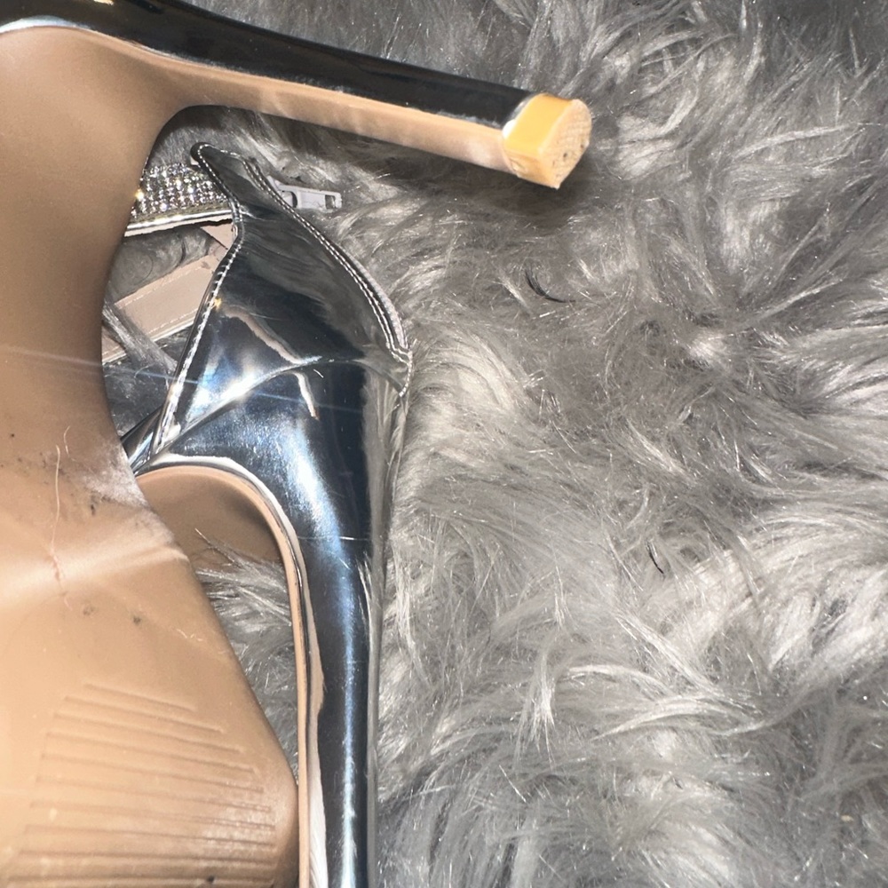 Silver and Rhinestone strap Heels - Picture 4 of 4